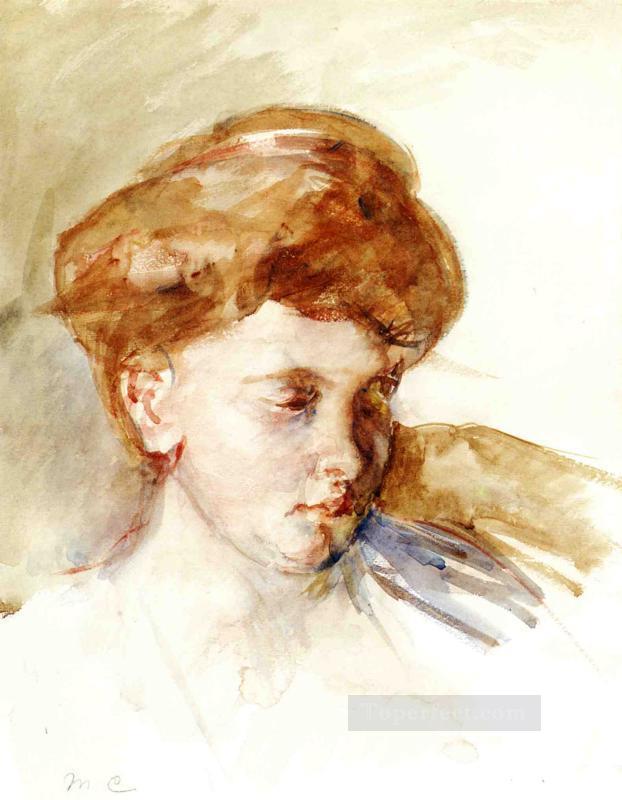 Head of a Young Woman mothers children Mary Cassatt Oil Paintings